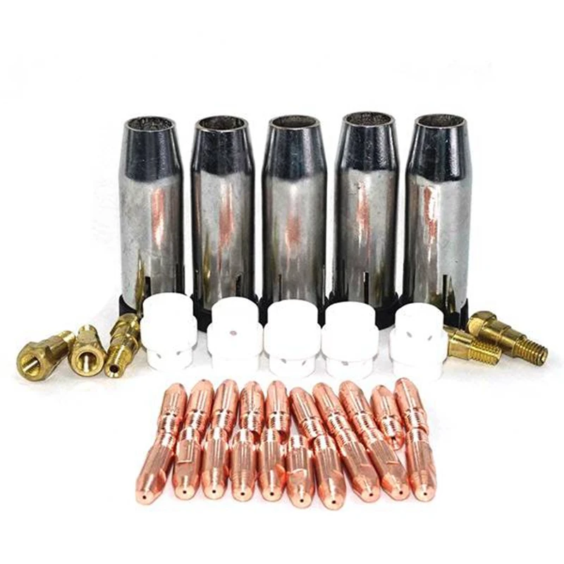 Lightweight 35Pcs 24KD Welding Torch Consumable 1.0Mm MIG Torch Gas Nozzle Tip Holder Gas Diffuser For MIG Welding Machine