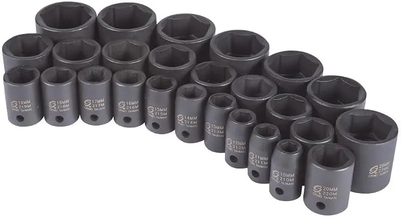 1/2 Inch Drive Impact Socket Set, 26-Piece, Metric, 10mm-36mm, Cr-Mo Alloy Steel, Radius Corner Design, Heavy Duty Storage Case