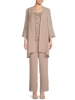 女性のカクテルパーティーとプロムスーツ、3ピースの衣装、結婚式のタンクトップ、カーディガンとストレートパンツ、イブニングスーツ、プラスサイズ、2024