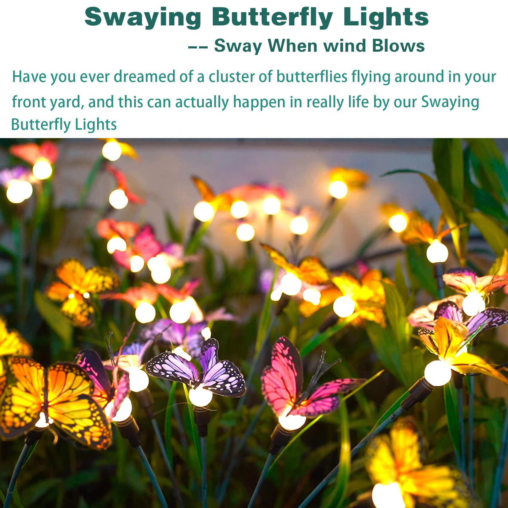 Imagem -02 - Butterfly Sunlight For Garden Solar Powered Lights Decoração ao ar Livre Quintal Pátio Caminho Street Decor Ip65 Impermeável