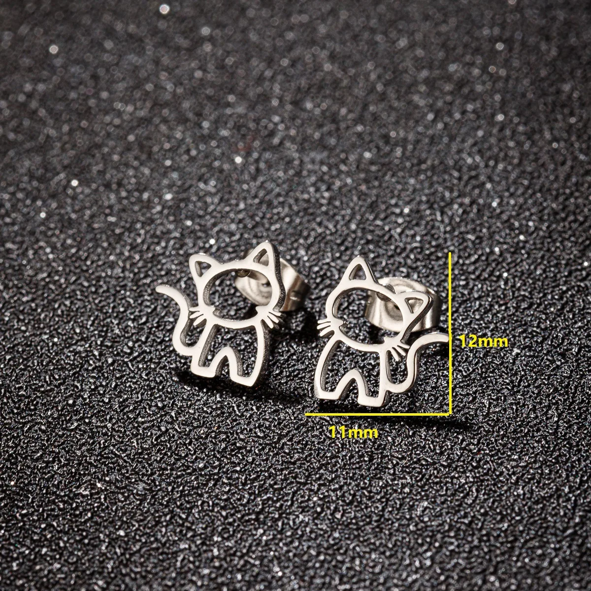 Cute Cat Stainless Steel Stud Earrings for Womens Punk Students Gifts Trend Fashion Small Ear Studs Jewelry