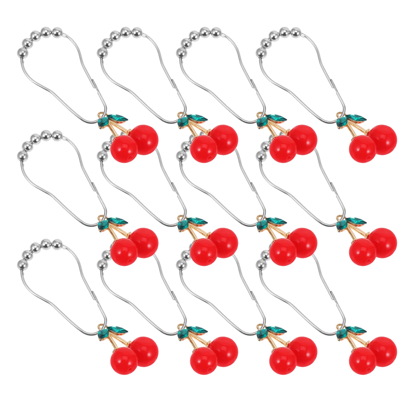 

12Pcs Shower Curtain Hooks Cherry Bathroom Curtain Hanger Practical Safe Shower Curtains Hooks Decorative Bathroom Hooks
