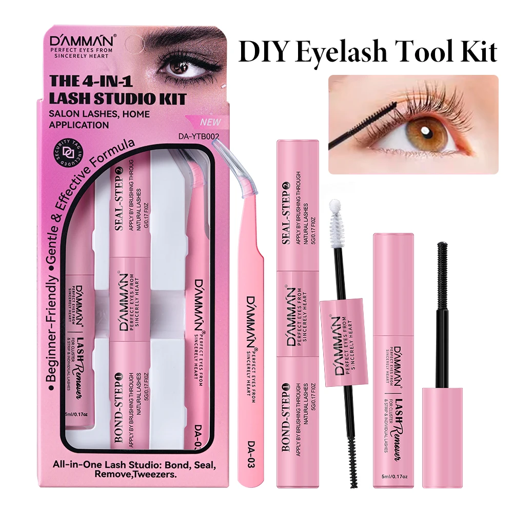 

Damman Bond and Seal Lash Glue Waterproof Cluster Lashes Glue Strong Hold False Eyelashes Glue & Remover & Eyelash Tweezers Kit