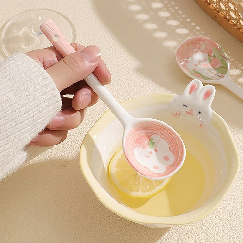 ملعقة أدوات مائدة لطيفة مطلية بالسيراميك ، ملعقة حساء ، ملعقة حبوب ، ملعقة مربى ، مغرفة حلوى ، هدية أدوات مطبخ