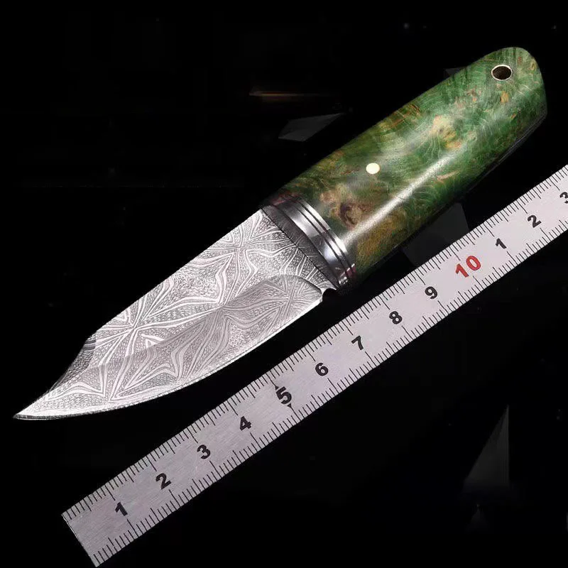 High Hardness 7CR13MOV Steel Fixed Blade Knife Outdoor Camping Damaskus Hunter Knife Hunting Hand Tool for Survival Self Defense