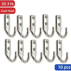 10 PCS Marine Grade 316 Stainless Steel Single Wardrobe Coat Hook for Boat