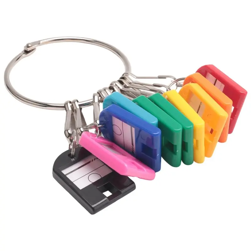 A29F-Portable Metal Ring Key Organizer Durable In Use With 10 Spring Hooks & Key Tags With Ring And Label Window