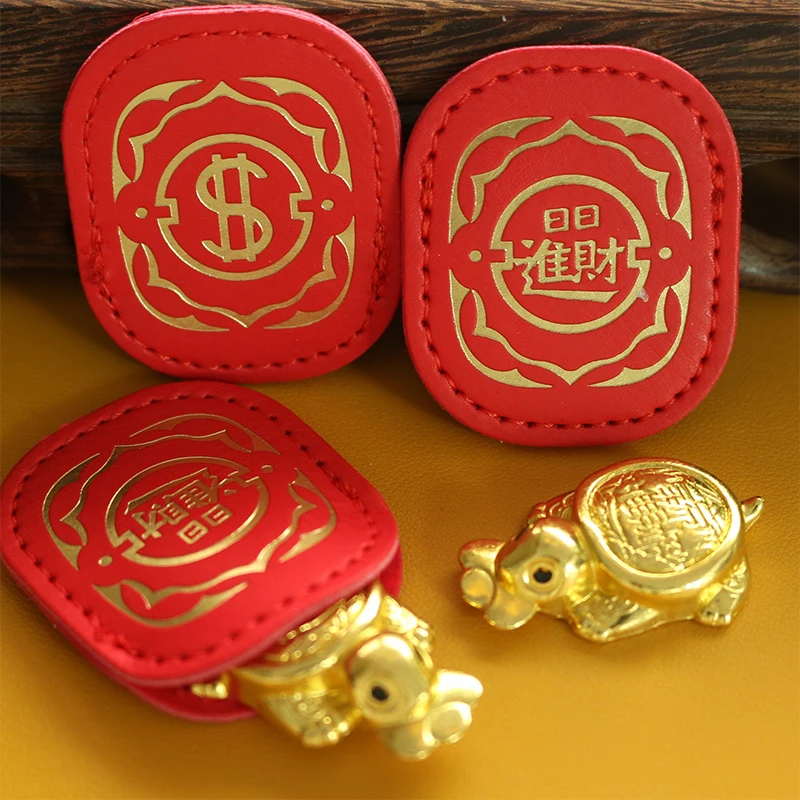 △ Fengshui Lucky Turtle Wallet Charm Money-biting Turtle Ornaments Decor With 