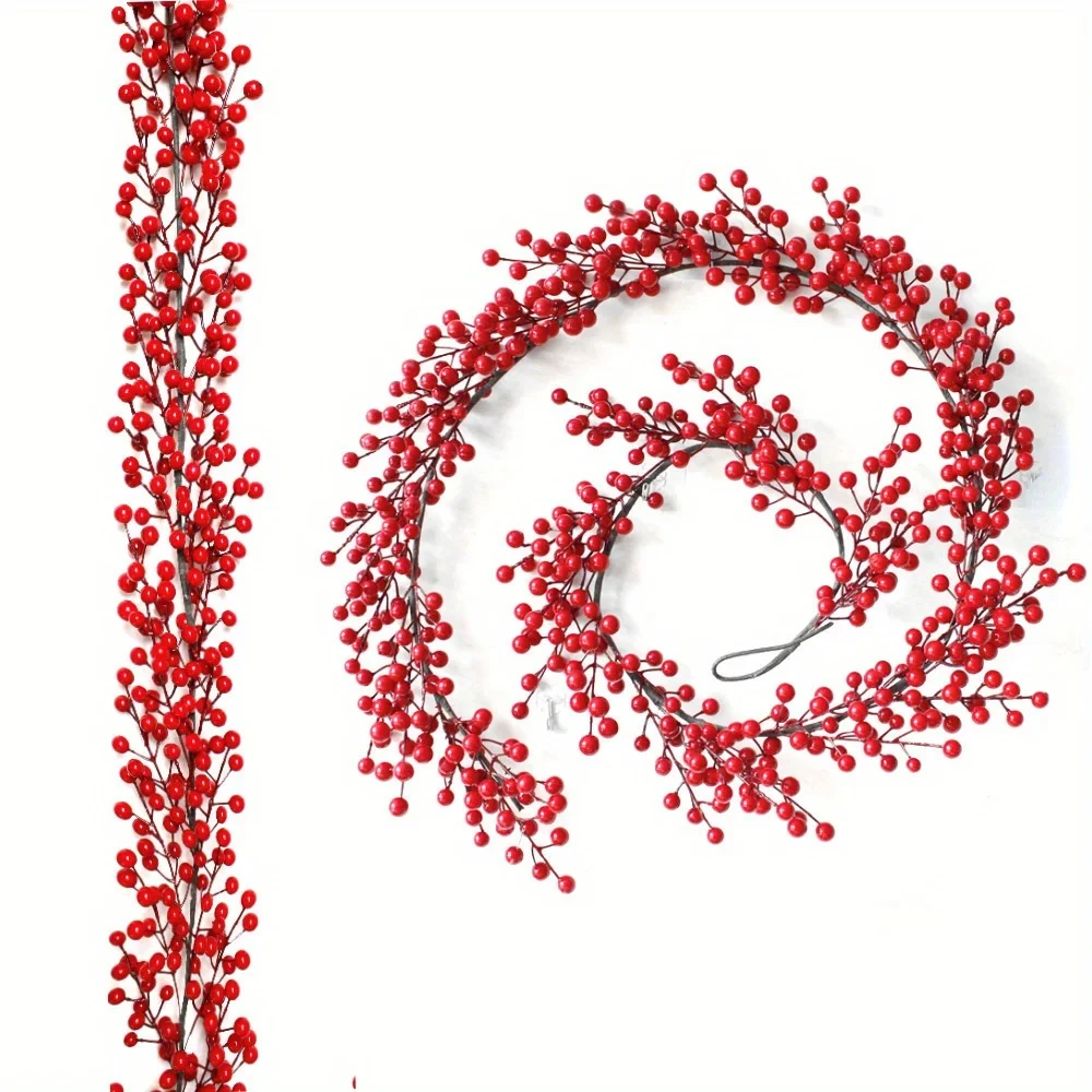Artificial Red Berry Rattan Hanging Christmas Decoration Red Berry Decor For Home Fireplace Festivals Parties and Home Decor