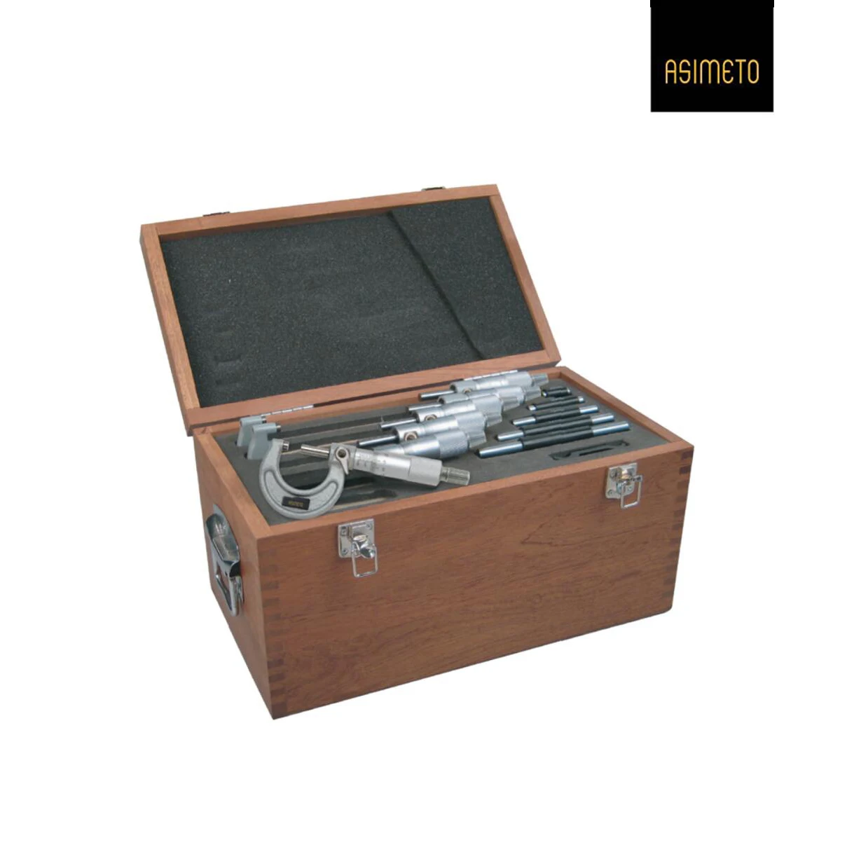 Asimeto 0-150mm Metric Graduation 0.01mm / 0.001mm With Ratchet Stop Outside Micrometers Set
