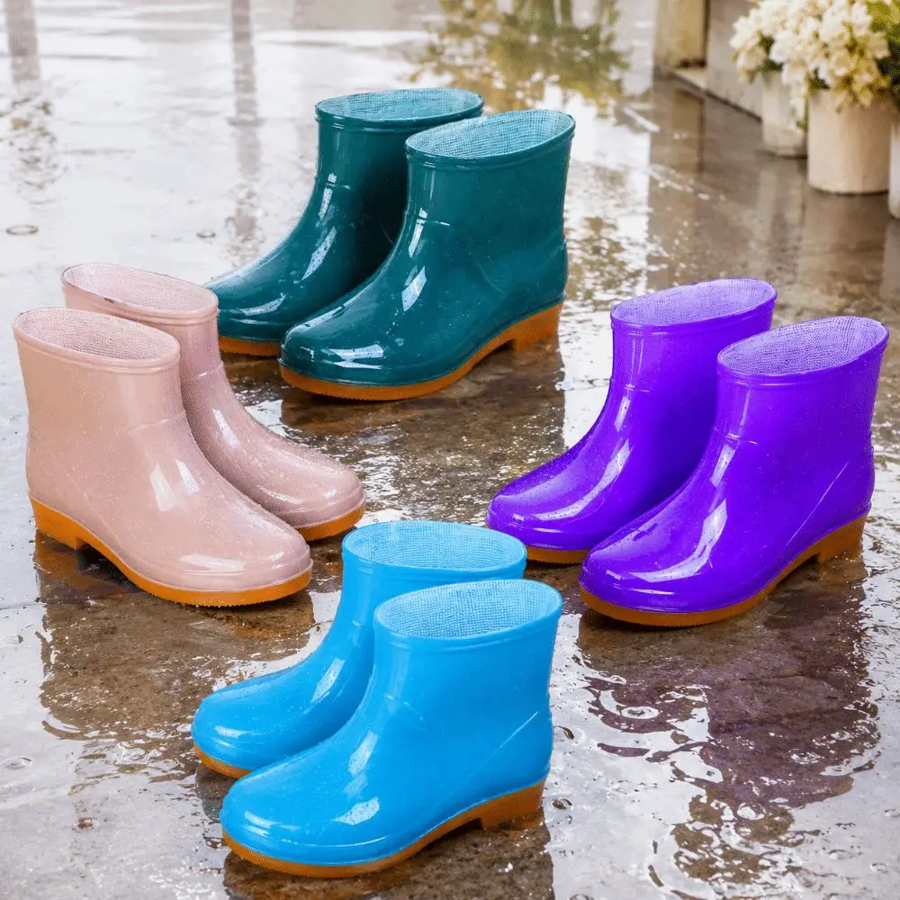 Botas de Lluvia Cortas Antideslizantes para Mujer, Botas Impermeables de Jardín de Caña Baja, Zapatos de Agua Duraderos y Ligeros para Exteriores, Cocina y Trabajo