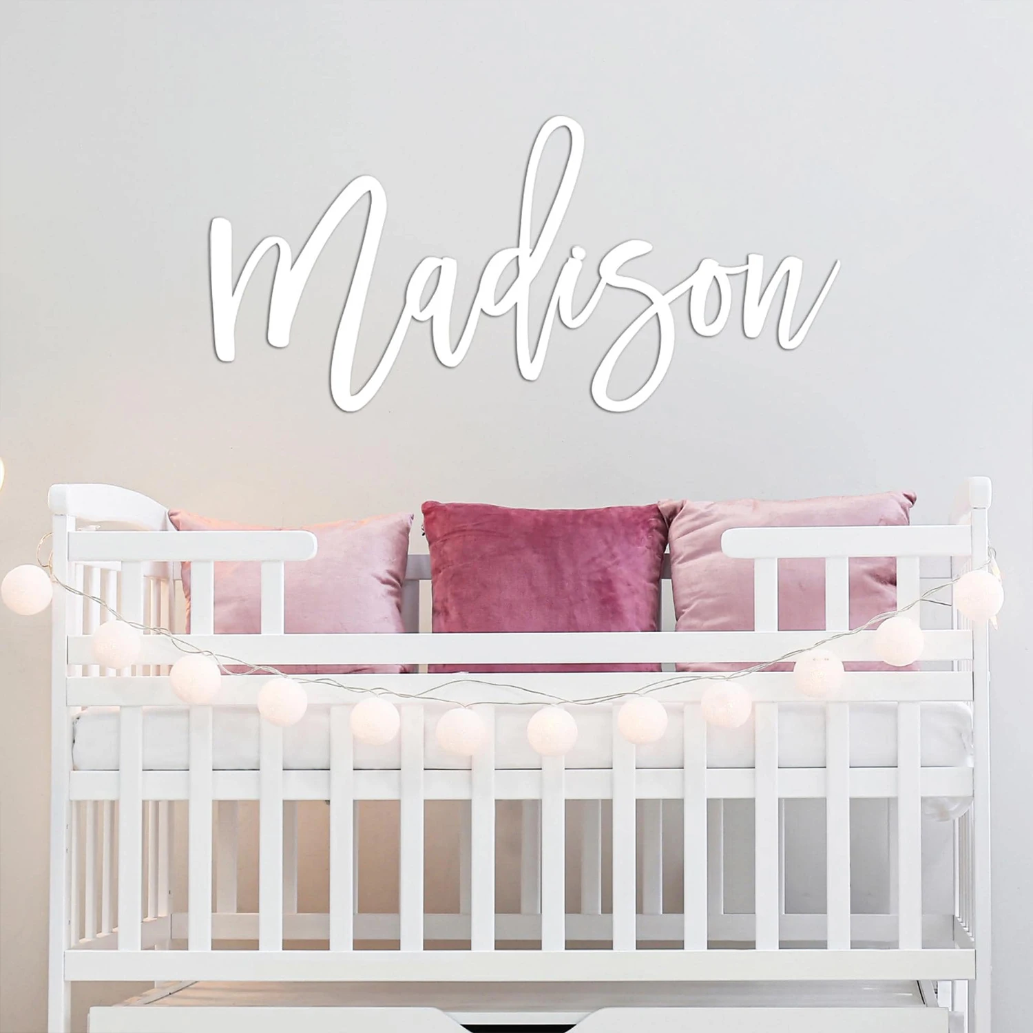 1 Stück personalisiertes Namenslogo aus Holz, anpassbarer Text, Namensschild für Babyzimmer und Wanddekoration