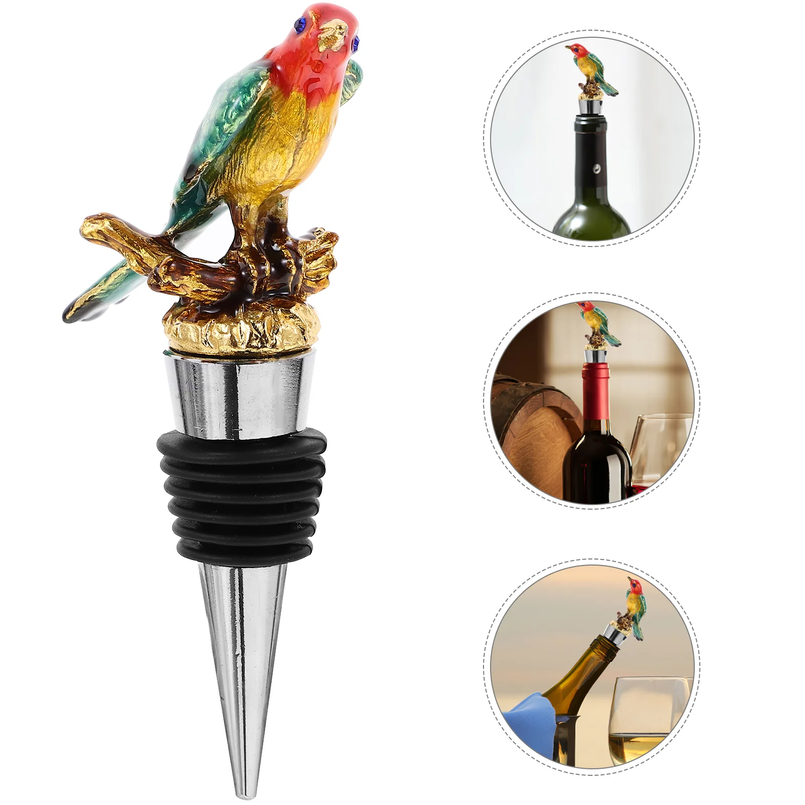 

Bottle Plug Creative Enamel Magpie Stopper Kingfisher Preservation (Kingfisher Silver) Cap Zinc Alloy