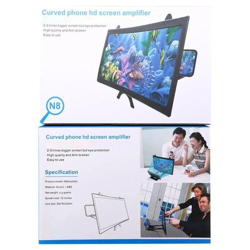 Curved Screen Phone Magnifier Foldable Portable Projector Screen Enlarger For Movies And Videos D2RC view 4