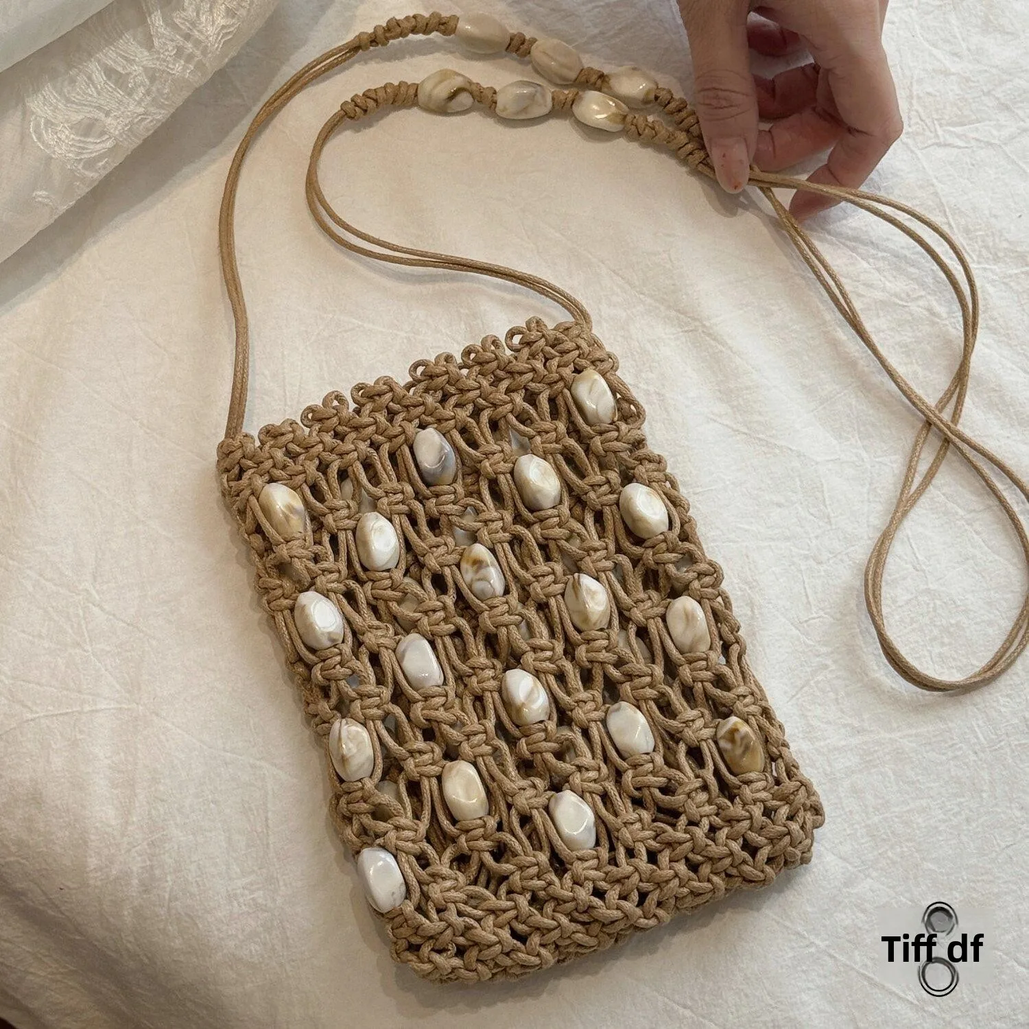 Summer  Basket Weave Hollow out Design Mobile Phone Bag Crossbody Beach Vacation Versatile Small Women's Handbag