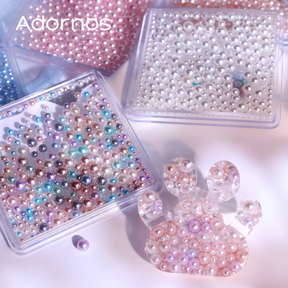 반짝 이는 라운드 진주 네일 아트 액세서리 다채로운 광택 진주 일본 매니큐어 참 오션 버블 비즈 네일 장식 부품