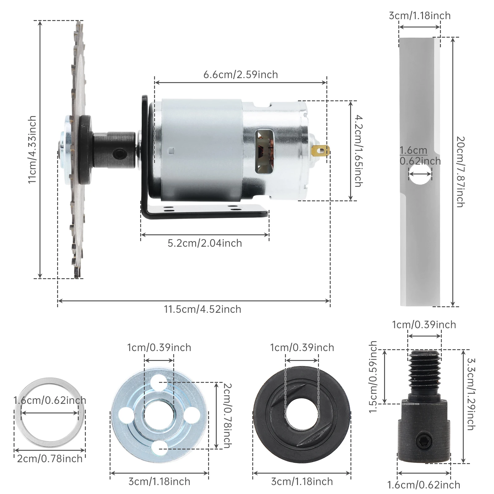 RS775 DC Motor Kit 12V/24V High Speed DIY Table Saw / DIY Mower Electric Tools Kit for Woodworking with Circular/Rectangle Blade