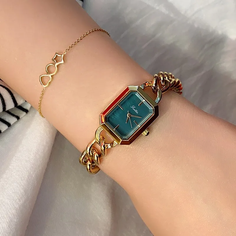 Women Quartz Watch Luxury Rectangle Square Clock Vintage Rose Gold Sliver Steel Orologio Reloj Ladies Wristwatch Reloj Mujer