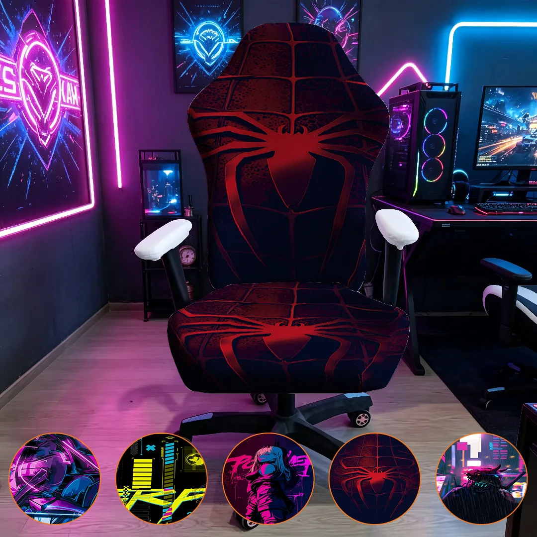 Spider Print Gaming Chair Cover Stretch Elastic Slipcover Universal Computer Office Chair Protector