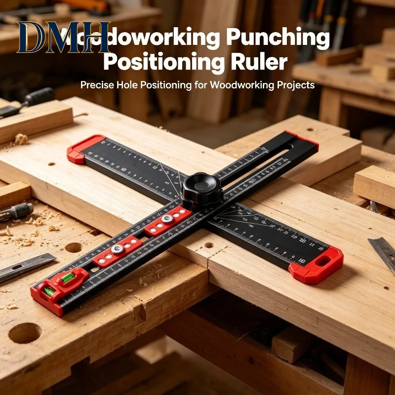 DMH-35cm Drilling Marking Locator Multifunctional Adjustable Layout Combination Square 0-180° Angle Gauge Woodworking Measuring