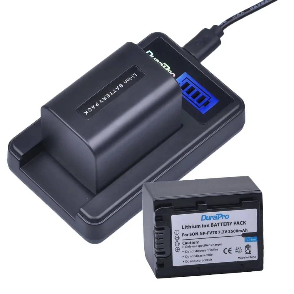 

DuraPro NP-FV70 NP FV70 Battery + Charger for SONY HDR XR550E XR350E XR150E CX550E CX350E CX150E DCR-SR68E SX83E SX63E SX43E