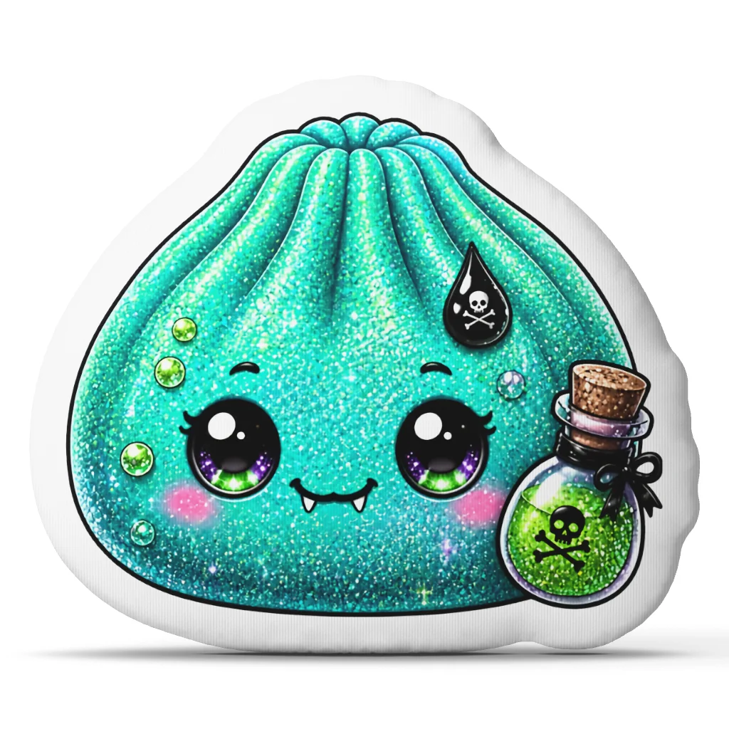 Teal Dumpling Halloween Plush Pillow Cute Spooky Skull Potion Cushion Irregular Shaped Throw Pillow Sofa Home Decor Gift