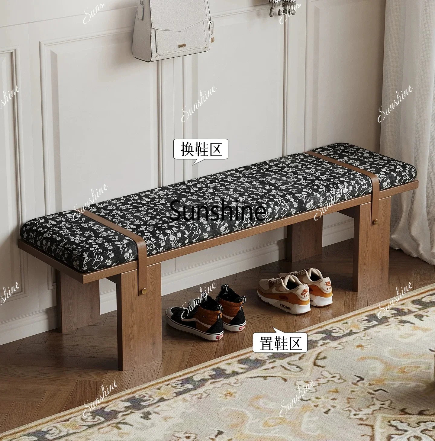 

YSmall apartment solid wood shoes can sit on a simple door stool in the entrance of the household