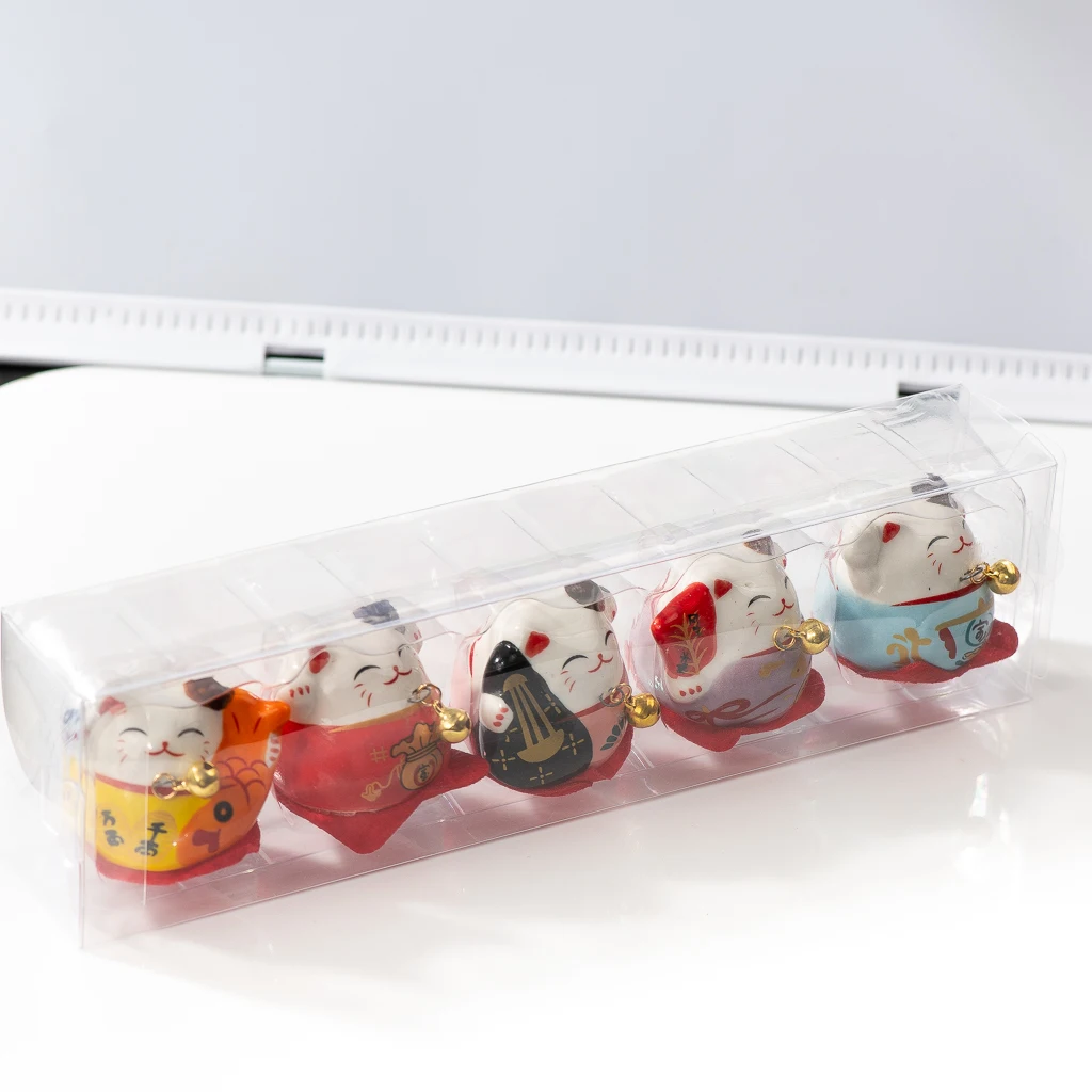 Cartoon Lucky Cat Ceramic Ornament Small Bell Gift Crafts Desktop Ornament Wholesale XN626