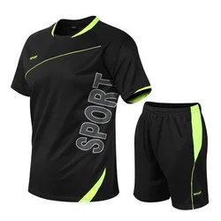 Lauf Sets Männer Sportswear kurzarm Kleidung Fitness Basketball tennis Fußball Plus Größe Gym Kleidung 2 stück Sport Anzüge