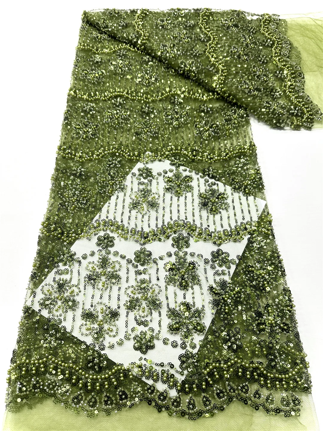 

5 ярдов, африканская высококачественная французская 3D цветочная вышивка блестками, бисер, тюль, кружевная ткань для праздничного платья, ткань 2025