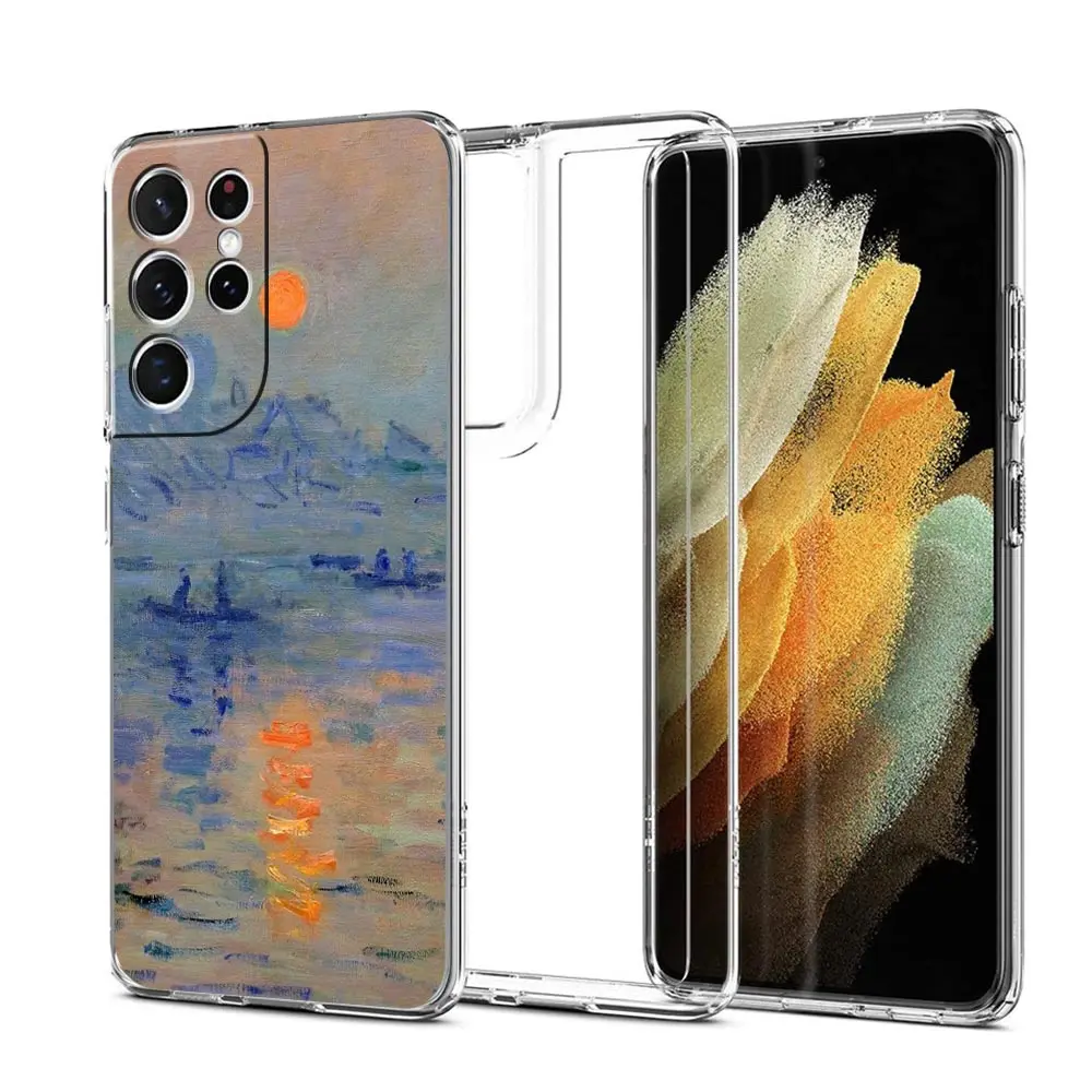 Claude Monet Impressionism Clear Silicone Phone Case For Samsung Galaxy S23 S22 5G S20 Ultra S21 FE 5G S10E S9 S8 S10 Plus Cover