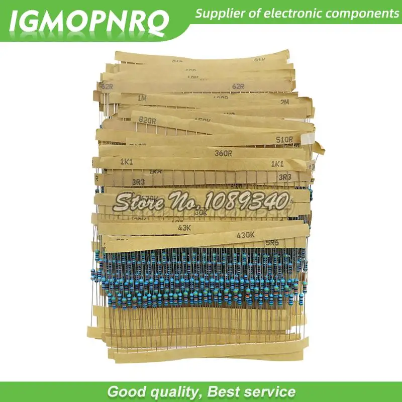 3120pcs 156Values Electric Unit 1/4W Power Metal Film Resistor Kit 1R-10M 1% Tolerance Assortment Set  1ohm-10Mohm samples pack