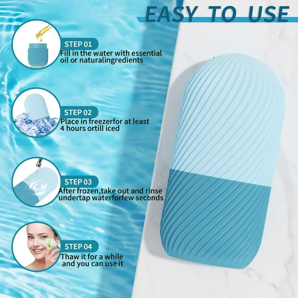 얼굴 붓기를 줄이기위한 새로운 실리콘 아이스 롤러 재사용 가능한 얼음 얼굴 롤러 마사지 뷰티 도구 아이스 큐브 트레이 뷰티