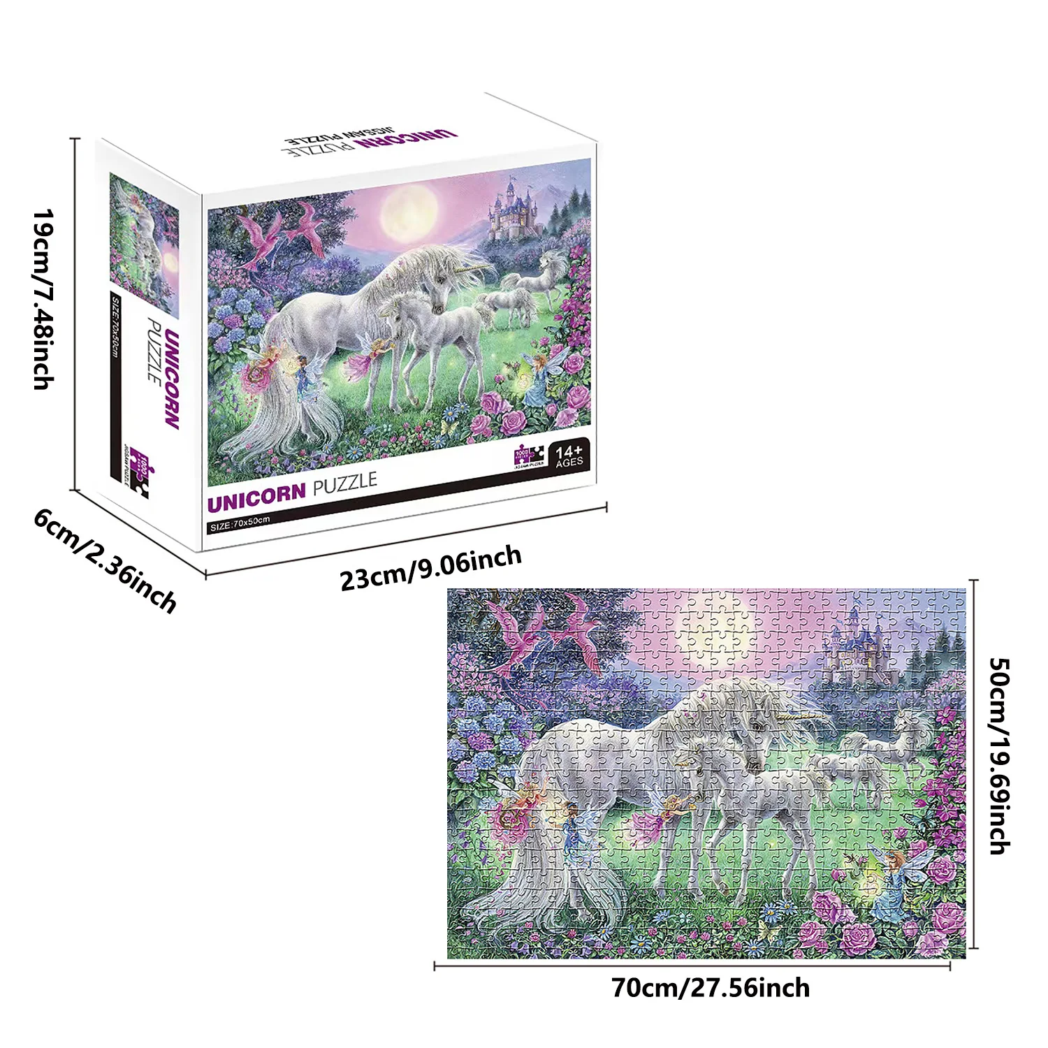 1000-teiliges Einhorn-Puzzle, Heimdekoration, Erwachsene, Puzzlespiele, Familienspaß, Bodenpuzzles, Lernspielzeug für Kinder
