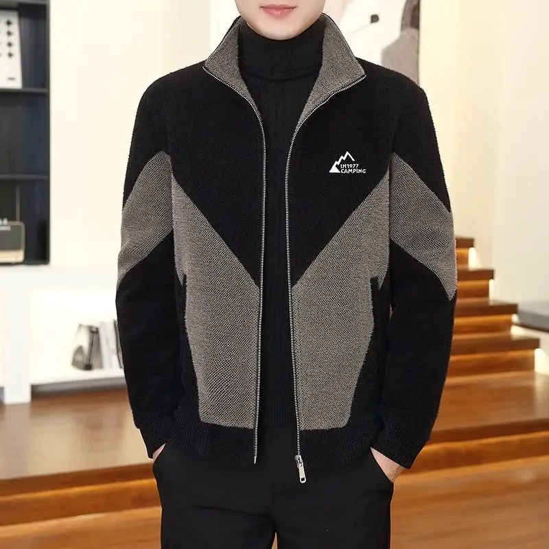 Luxury Spring Autumn Bomber Jacket Patchwork Coat Men Clothing Trend Tops Zipper Outerwear Stand-up Collar Military Jackets New