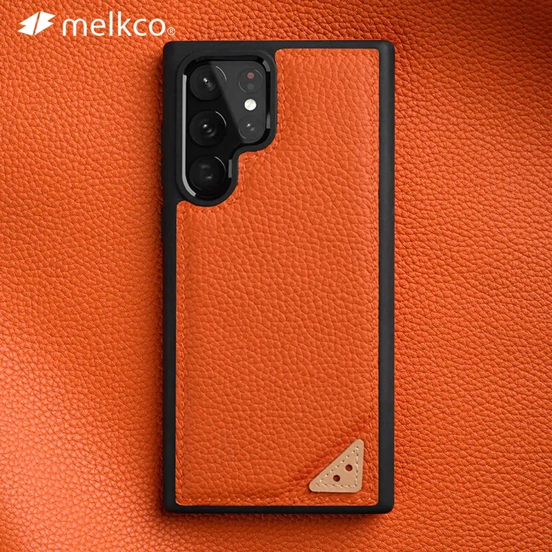 

Melkco Premium Genuine Leather Case for Samsung Galaxy S22 Ultra S22+ Plus 5G Luxury Fashion Back Cover Business Phone Case