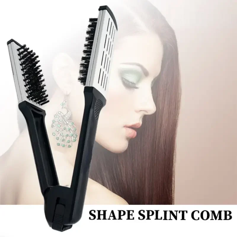 1Pcs Splint Comb V Shape Hair Straightener Comb Hair Styling Tools Flat Brush Bristles Double Sided Brush for All Hair Types