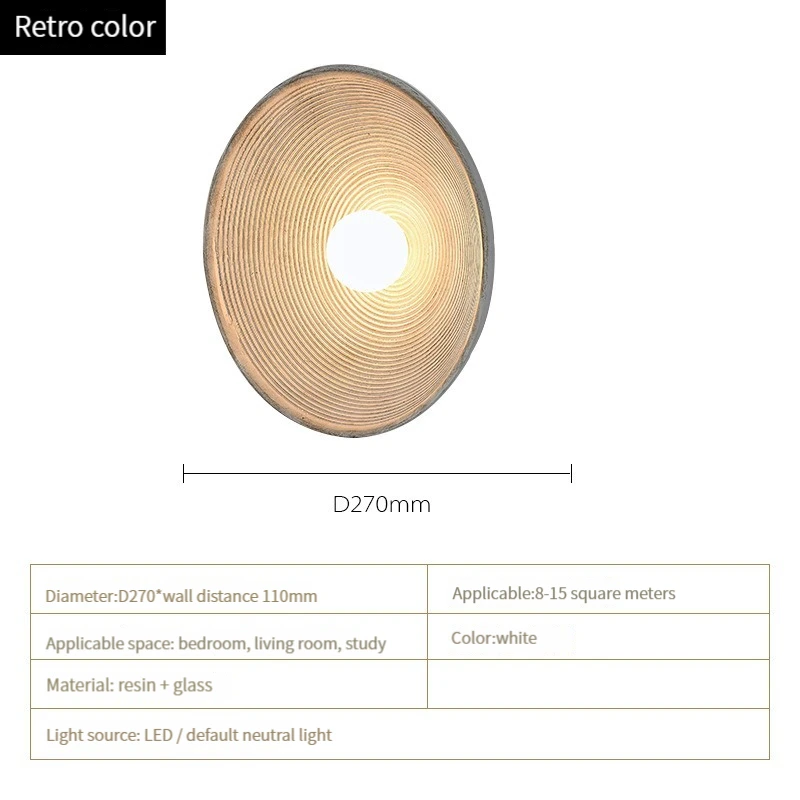 Wabi sabi Round Wall Light Retro Loft Living Room Bedroom Bedside Sconces Home Decoration Glass Resin Corridor Aisle Wall Lamps