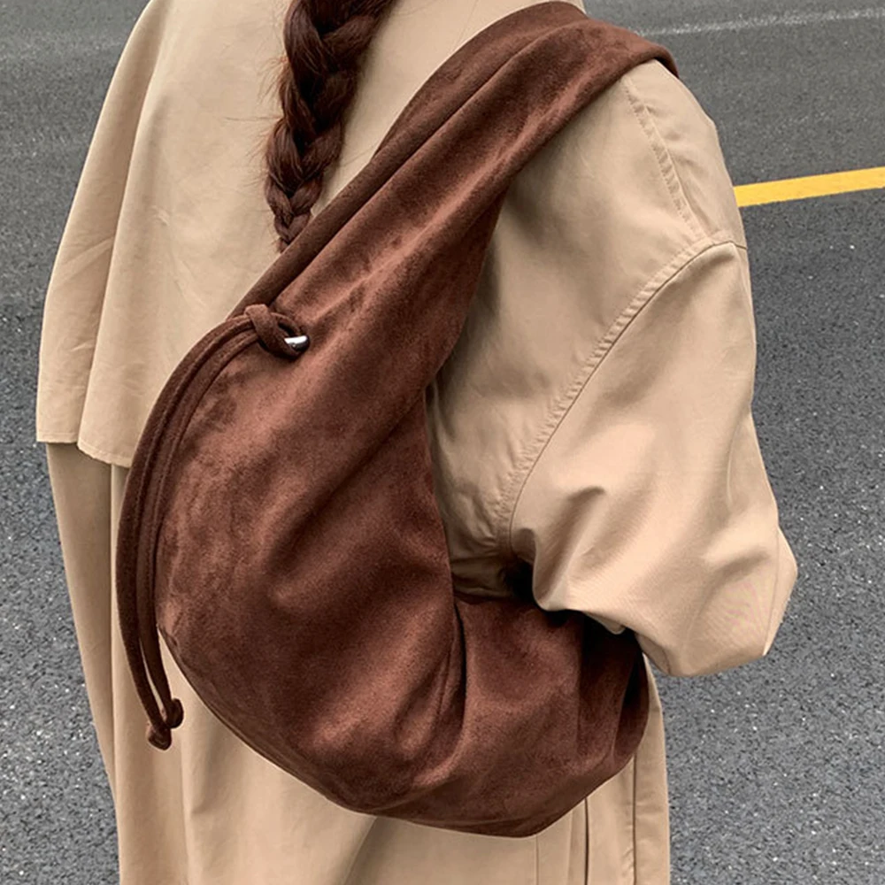 

Half Moon Hobos Tote Bags for Women Retro Faux Suede Croissant Shoulder Bag Autumn Crescent Women Bag NEW Soft Handbags Shopper