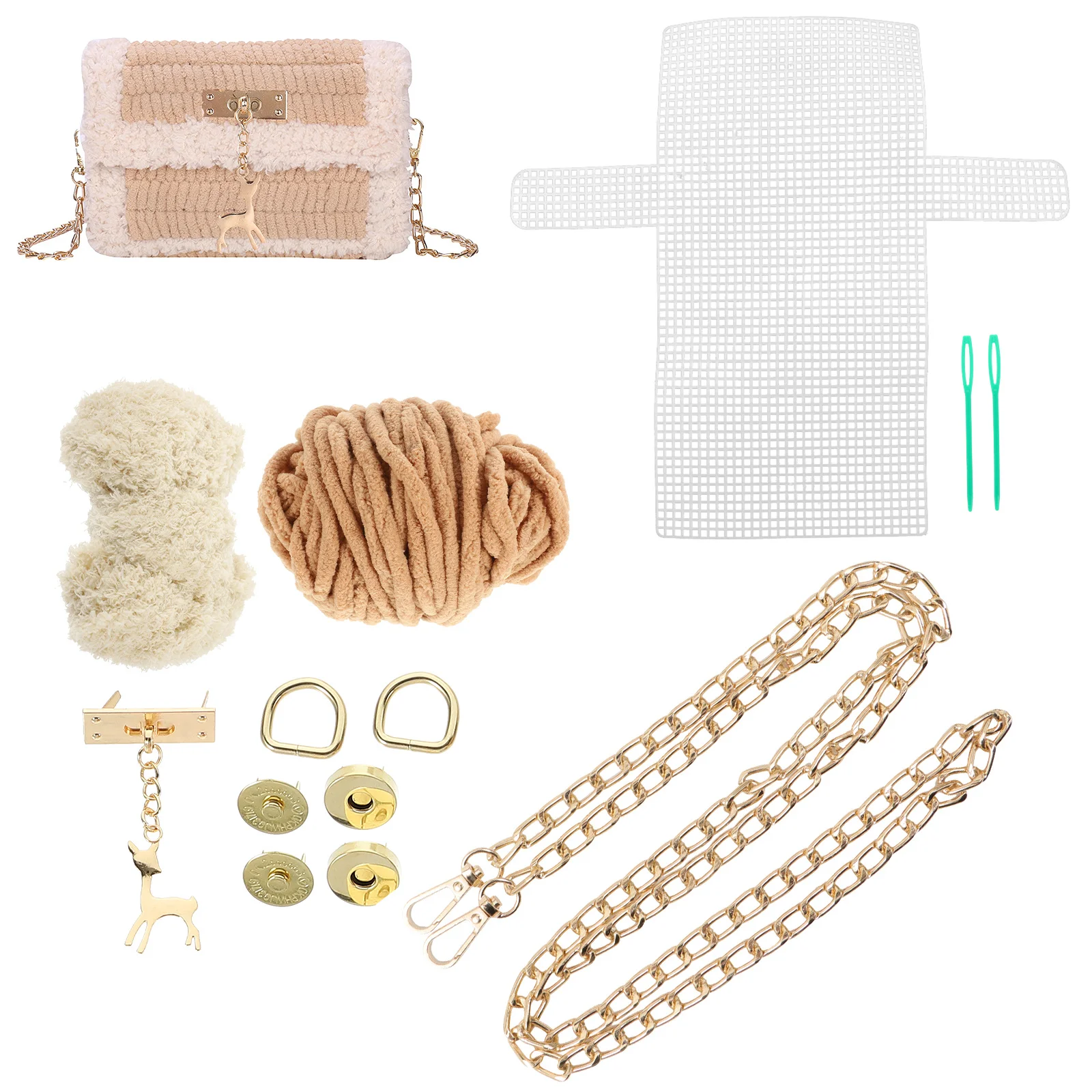 1Set DIY Purse Making Kit with Deer Charm Creative Cross Stitch Material for Personalized Handmade Pouch Sewing Supplies