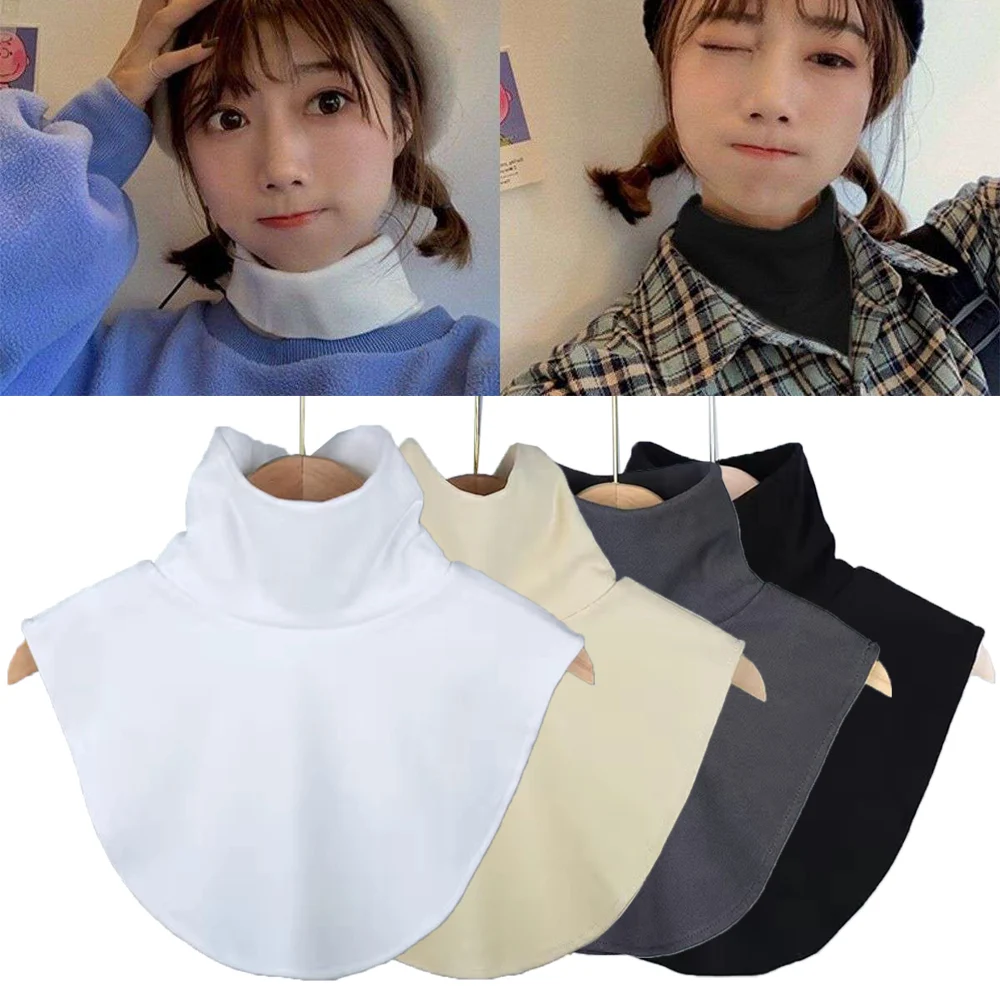 Fashion High Neck Fake Collar Neckerchief Detachable Collars Solid Color Winter Warm Scarf Women Shirt Collar