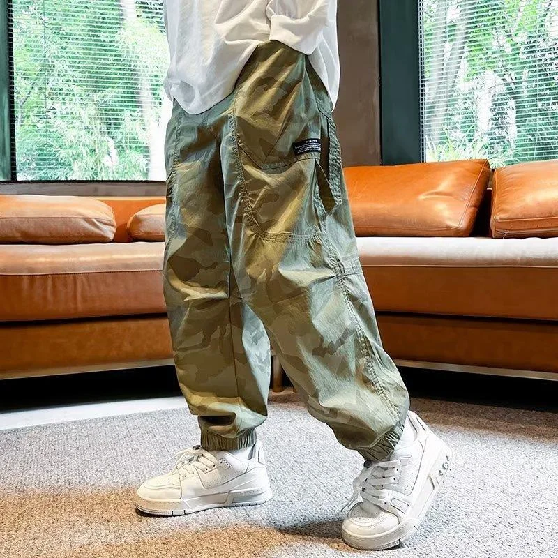 Kinder Hip Hop Jogger Hosen Jungen Cargo hosen Teenager gerade Hosen Kinder hohe Taille Vintage lässige Streetwear Baggy Pants