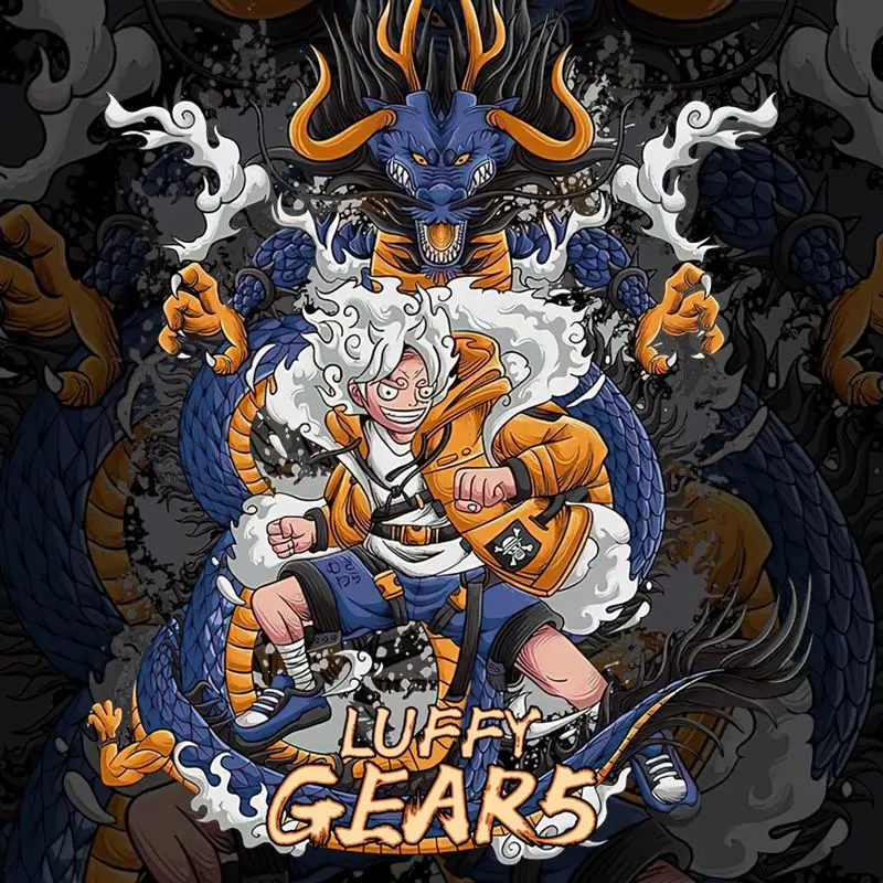 

Luffy Five-speed Animation Short-sleeved T-shirt Men's Straw Hat Bounty Peripheral Half-sleeved Summer Loose Trend