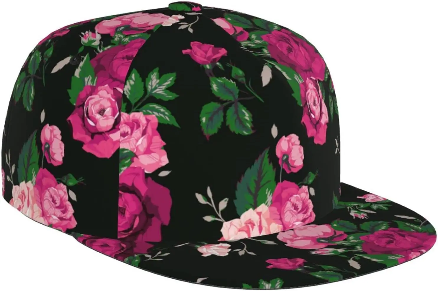 Berretto da baseball vintage con fiore rosa Cappello da baseball regolabile per donna Cappello da camionista per viaggi Equitazione Picnic All'aperto Snapback