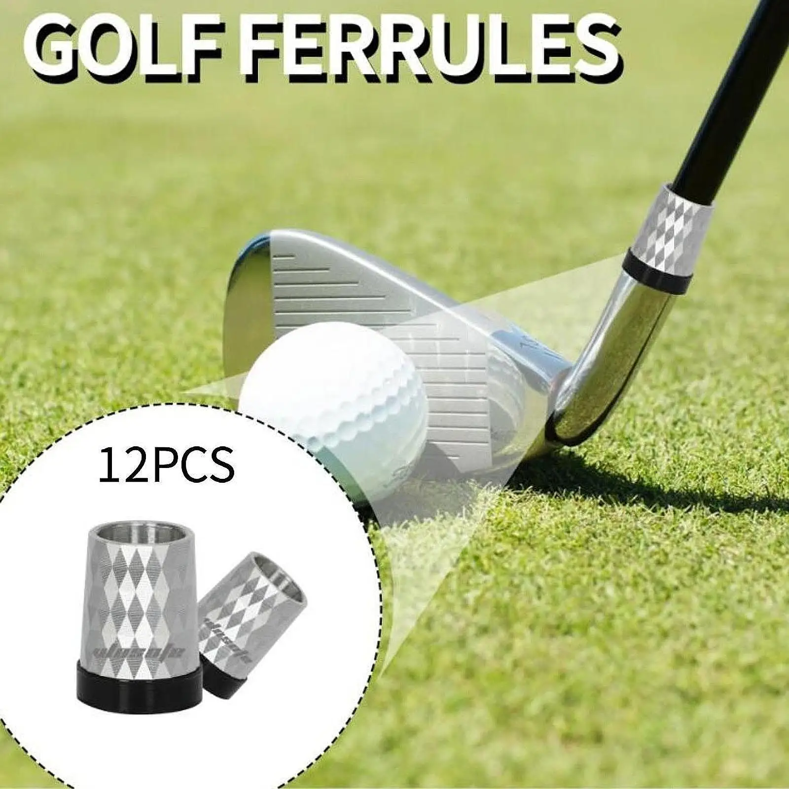 12Pcs Golf Ferrules End Caps Lightweight for Iron Wedge Golf Club Parts Covers Taper Tip Adapter for Men Women Golfer Outdoor