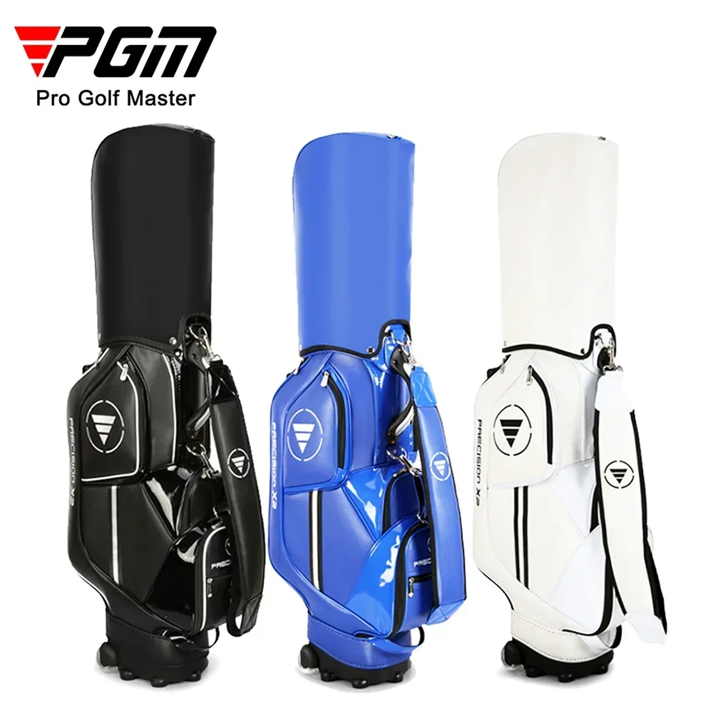 PGM Golf Standard Ball Bag Professional Leather PU Waterproof Golf Cart Club Airbag High Capacity Package With Wheel QB029 new