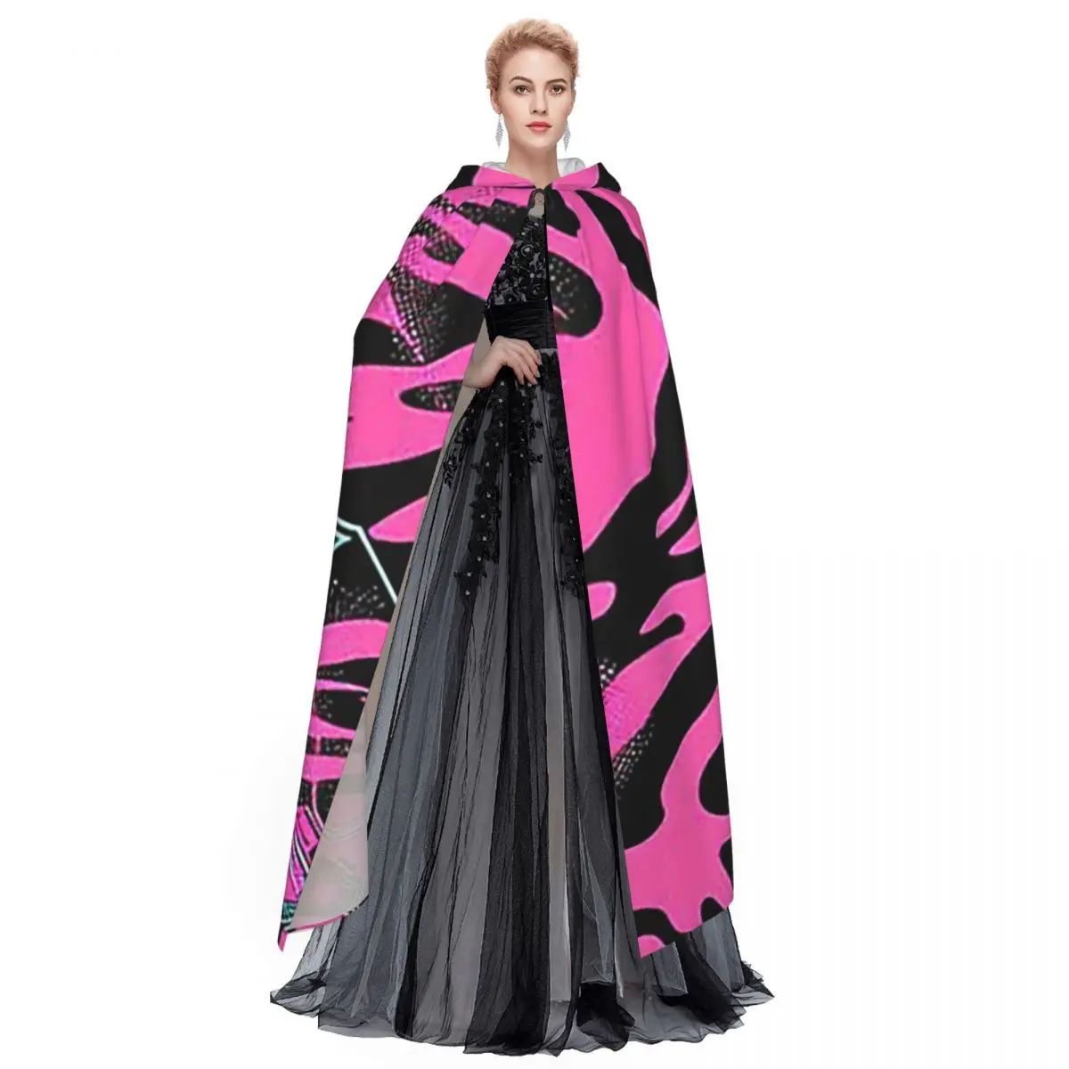 ストライプ迷彩フュージョン迷彩タイガーストライプロングフード付きマント魔女コスチュームコスプレケープハロウィンヴァンパイア大人ユニセックス