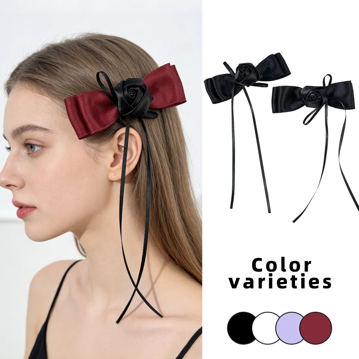 24pc-long-tassel-hair-clips-49-satin-ribbon-bow-side-hairgrips-floral-barrettes-bulk-pack-for-women-and-girls-hair-accessories