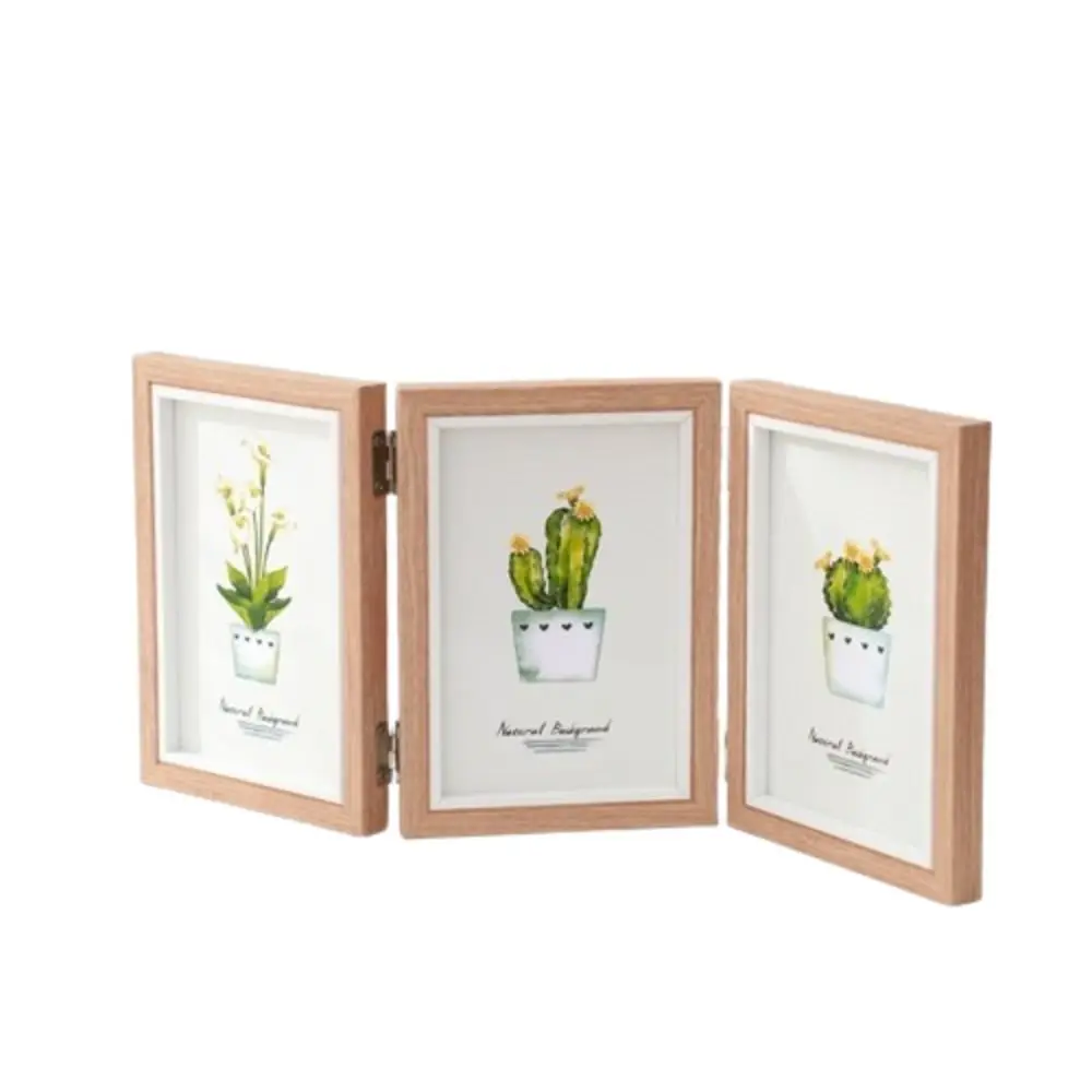 

Creative Foldable Hinge Photo Frame Rectangular Double/Triple Portrait Picture Frame Wooden 6/7/8 Inches