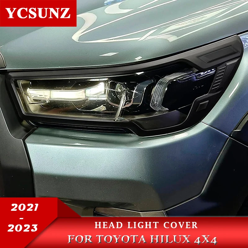 Front Head Light Cover Trim Accessories For Toyota Hilux 2021 2022 2023 2024 4x4 Car Exterior Parts Double Cabin YCSUNZ